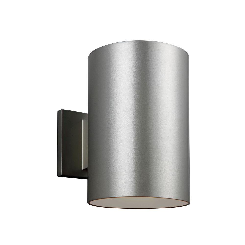 Special Values Brushed Nickel Transitional Outdoor Lighting Outdoor Cylinder Collection 1 Light Painted Brushed Nickel Wall Fixture