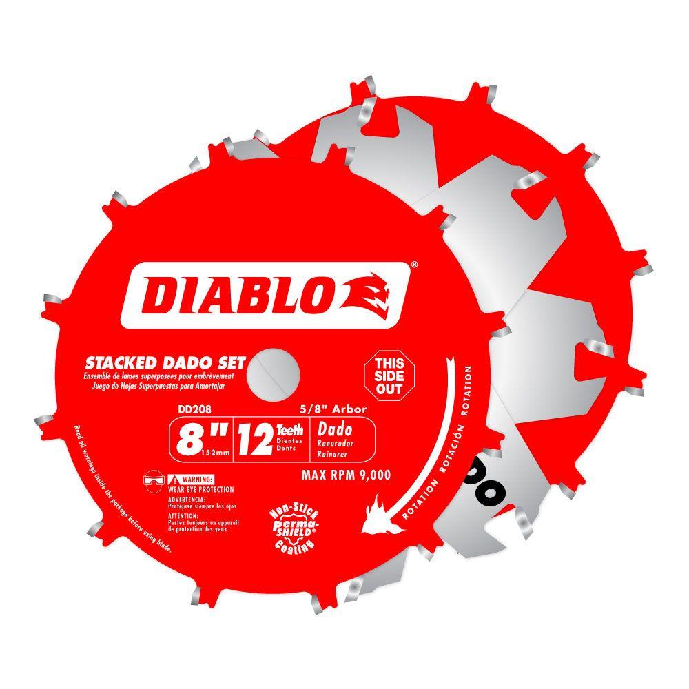 8 in. x 12-Teeth Stacked Dado Saw Blade Set
