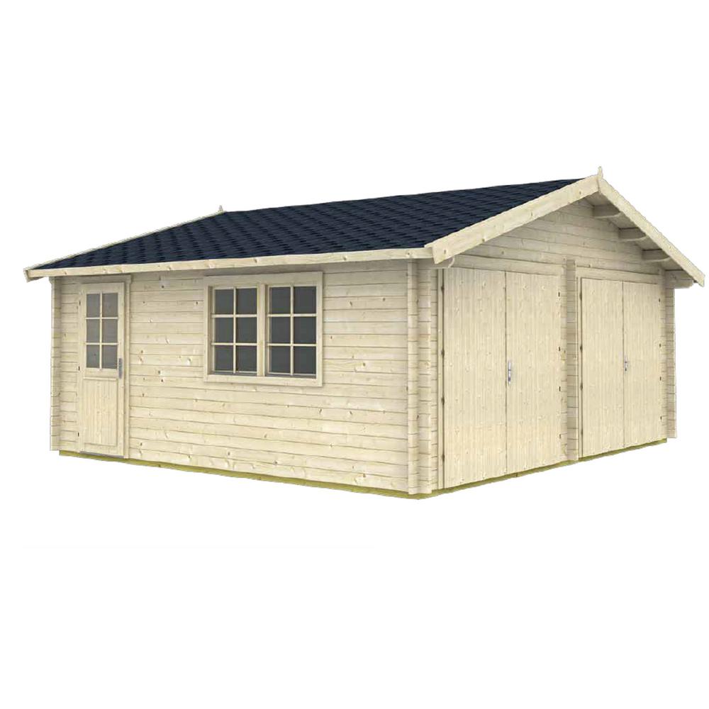 Log Garage D2 19.5 ft. x 17.42 ft. x 10 ft. Wood Log Garage Kit without D The