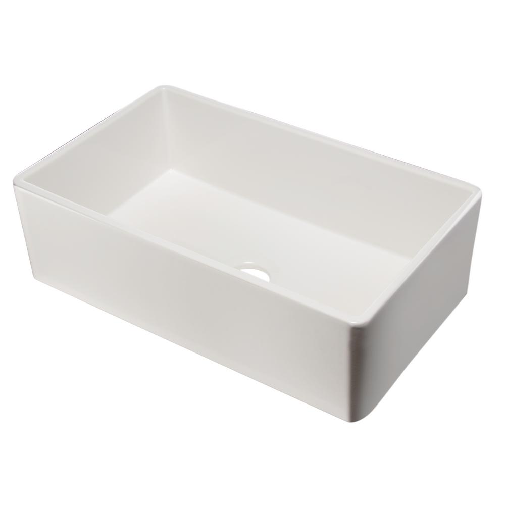 Alfi Brand Smooth Farmhouse Apron Fireclay 33 In Single Basin Kitchen