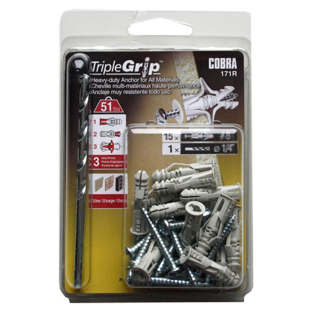 Triple Grip TripleGrip 8 Grey Anchors with Screws (15Pack)171R The
