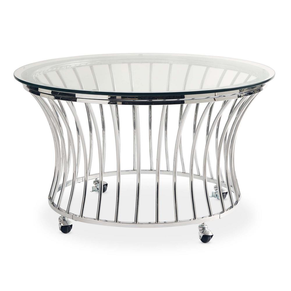 Round Gl Silver Coffee Tables Accent The Home Depot Astoria Metal Coffee Table