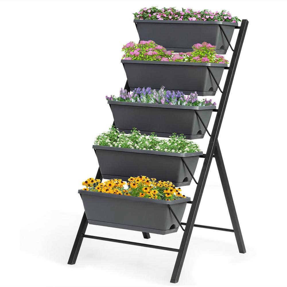 Costway 5-Tier Planter Box for Patio Balcony Flower Herb-OP70661 - The