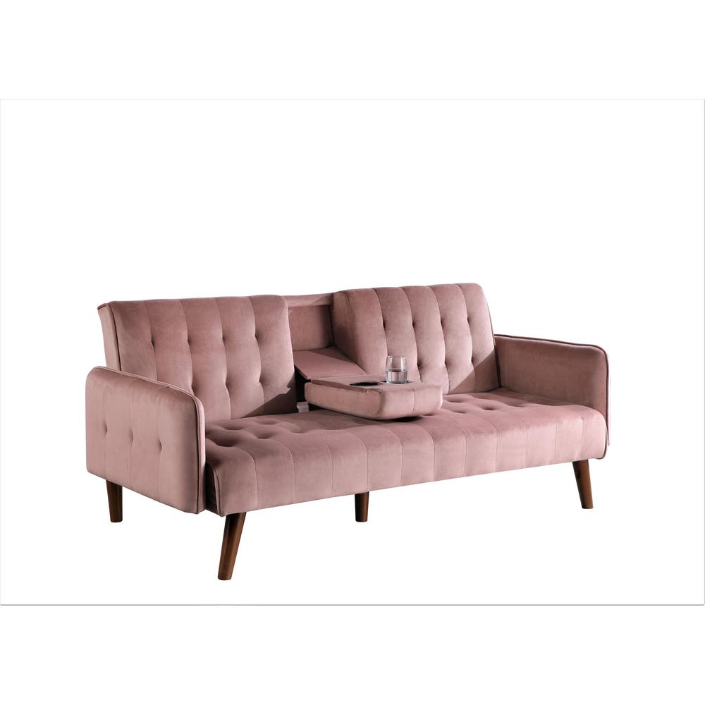 Us Pride Furniture Carrington 72 In Rose Velvet 2 Seater Twin Sleeper Convertible Sofa Bed With Tapered Legs Sb9072 The Home Depot