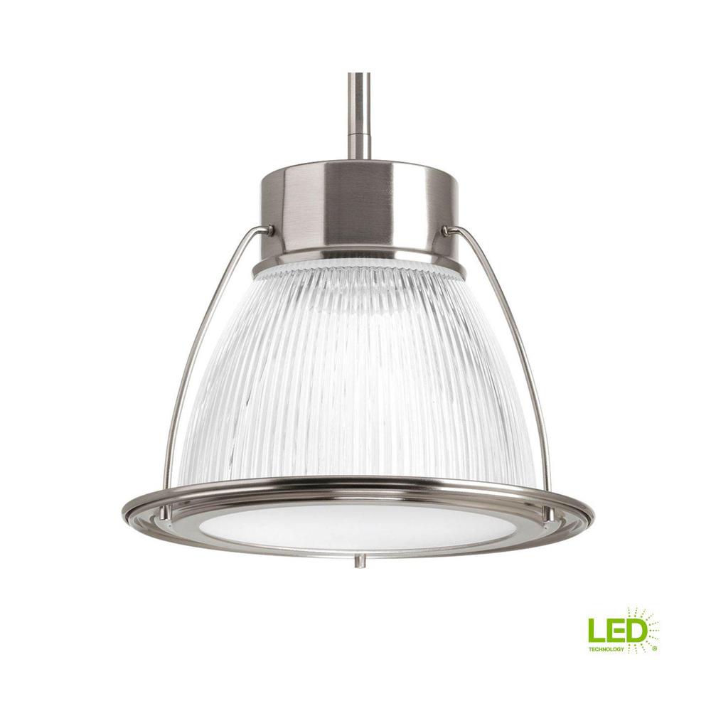 Progress Lighting 1 Light Brushed Nickel Integrated Led Mini Pendant Progress Lighting 1 Light Brushed Nickel Integrated Led Mini Pendant With Clear Prismatic Gl Shade