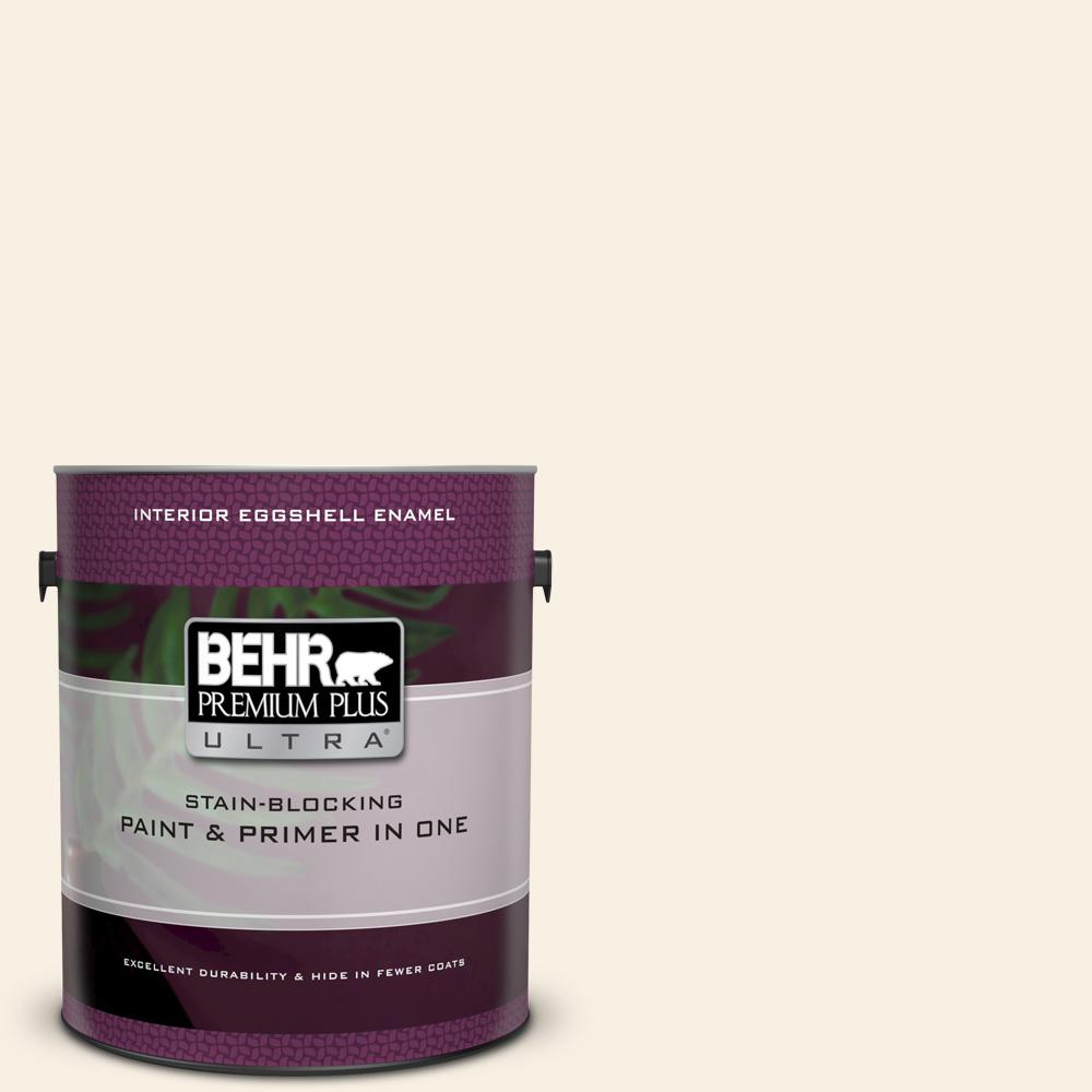Behr Premium Plus Ultra 1 Gal W D 710 Creamy White Eggshell Enamel W D 710 Creamy White Eggshell Enamel Interior Paint And Primer In One