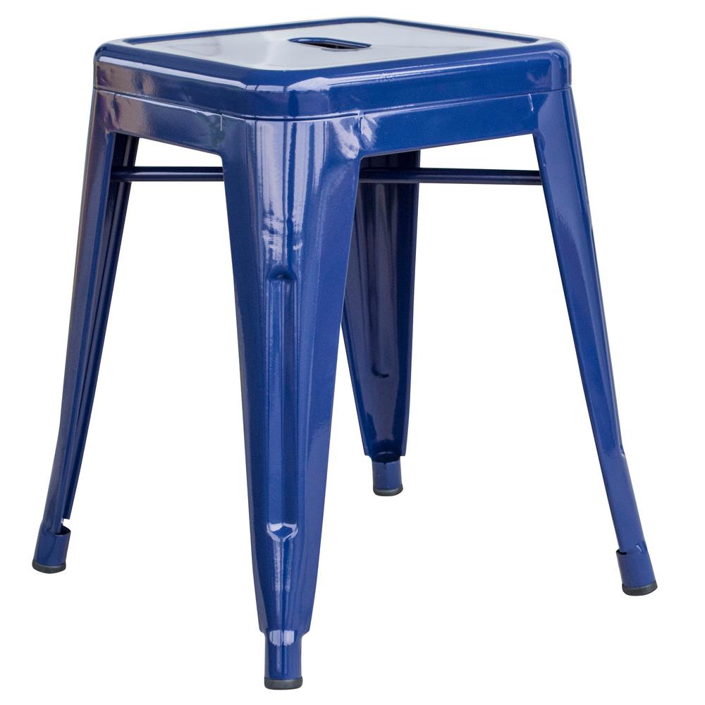 Loft Style 18 in. Blue Stackable Metal Bar Stool