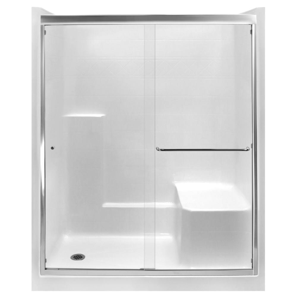 Ella Standard 60 in. x 36 in. x 77 in. Left Drain Alcove 1-Piece Shower ...