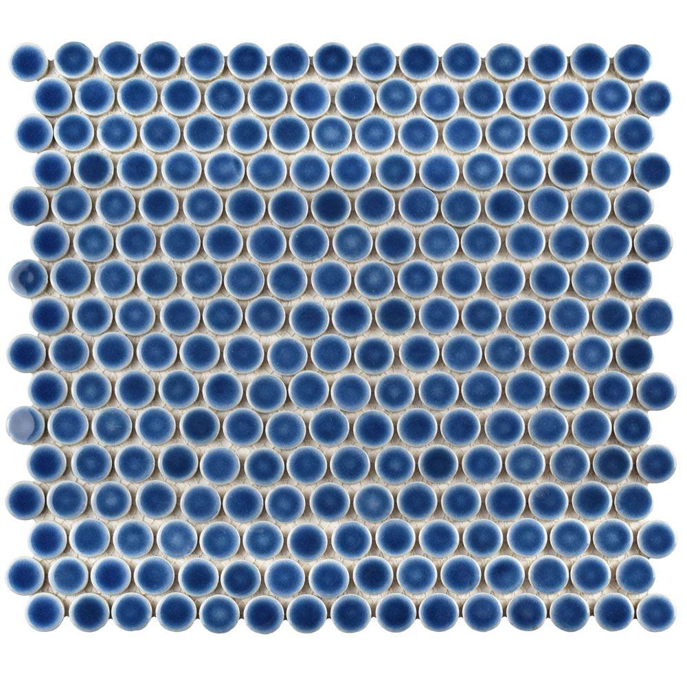 Merola Tile Hudson Penny Round Denim Blue 12 In X 5 8 Mm Merola Tile Hudson Penny Round Denim Blue 12 In X 5 8