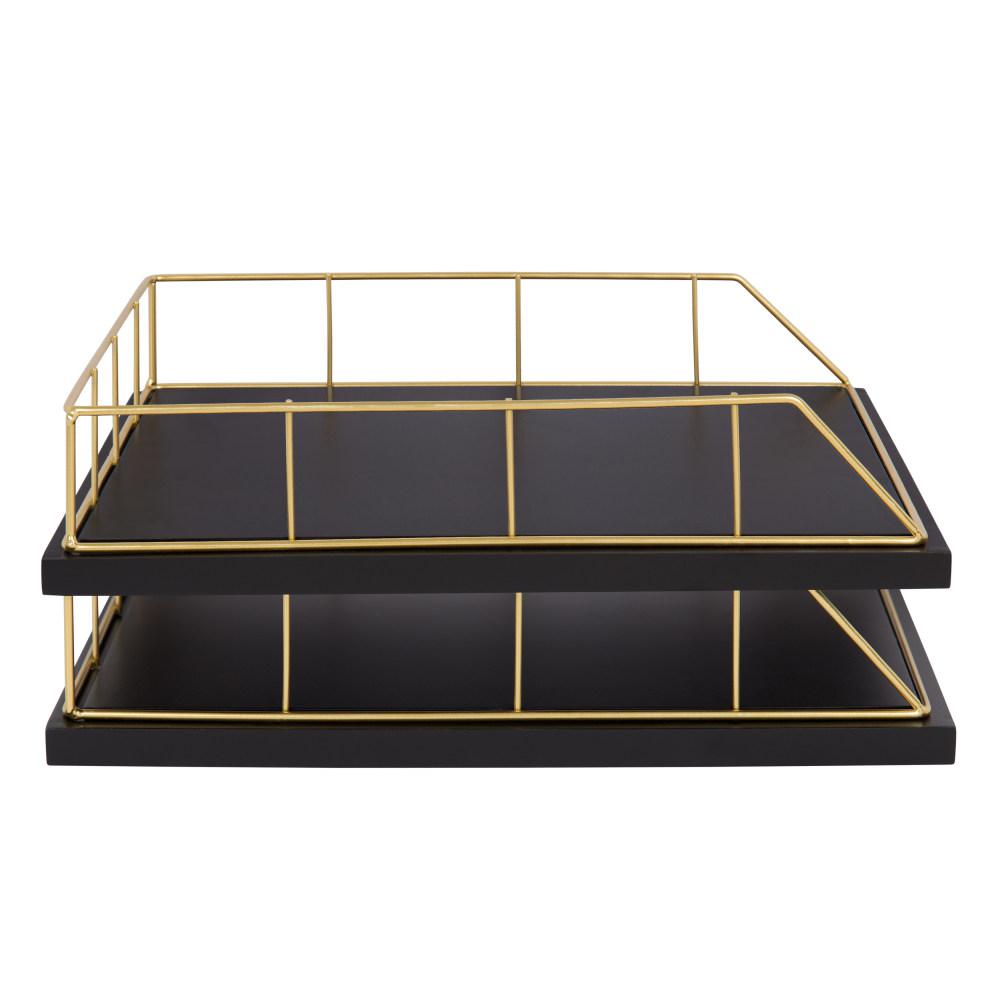 Kate And Laurel Benbrook Black Gold Mdf Letter Tray 2 Pack