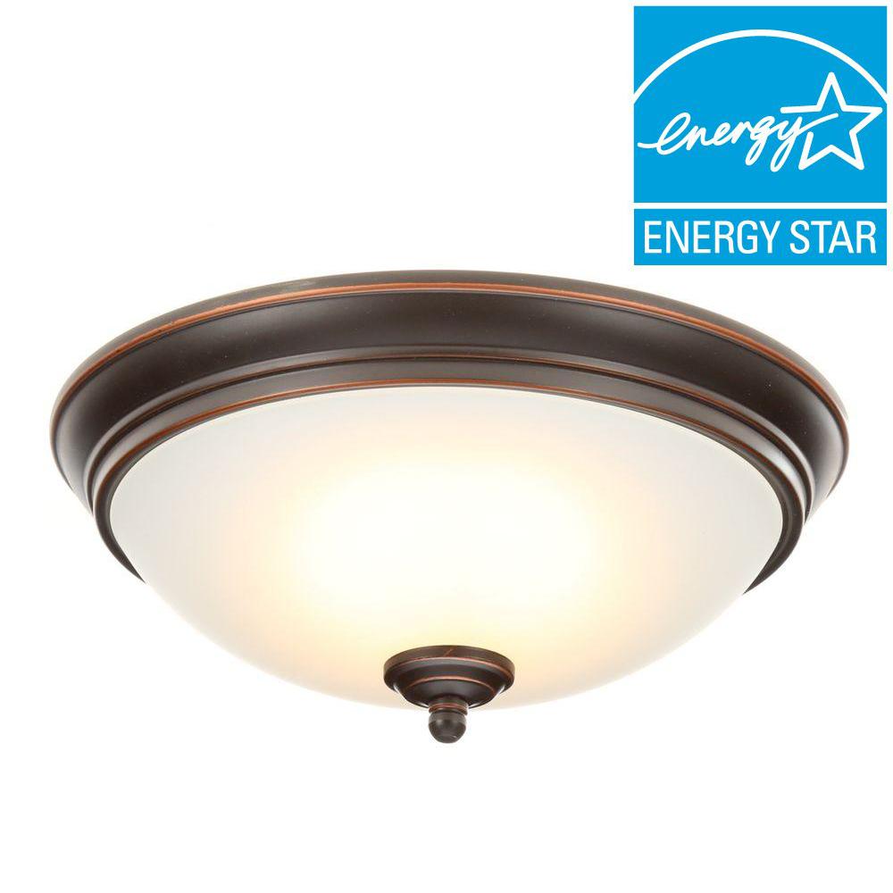 Commercial Electric 11 In 60 Watt Equivalent Oil Rubbed Bronze 60 Watt Equivalent Oil Rubbed Bronze Integrated Led Flushmount