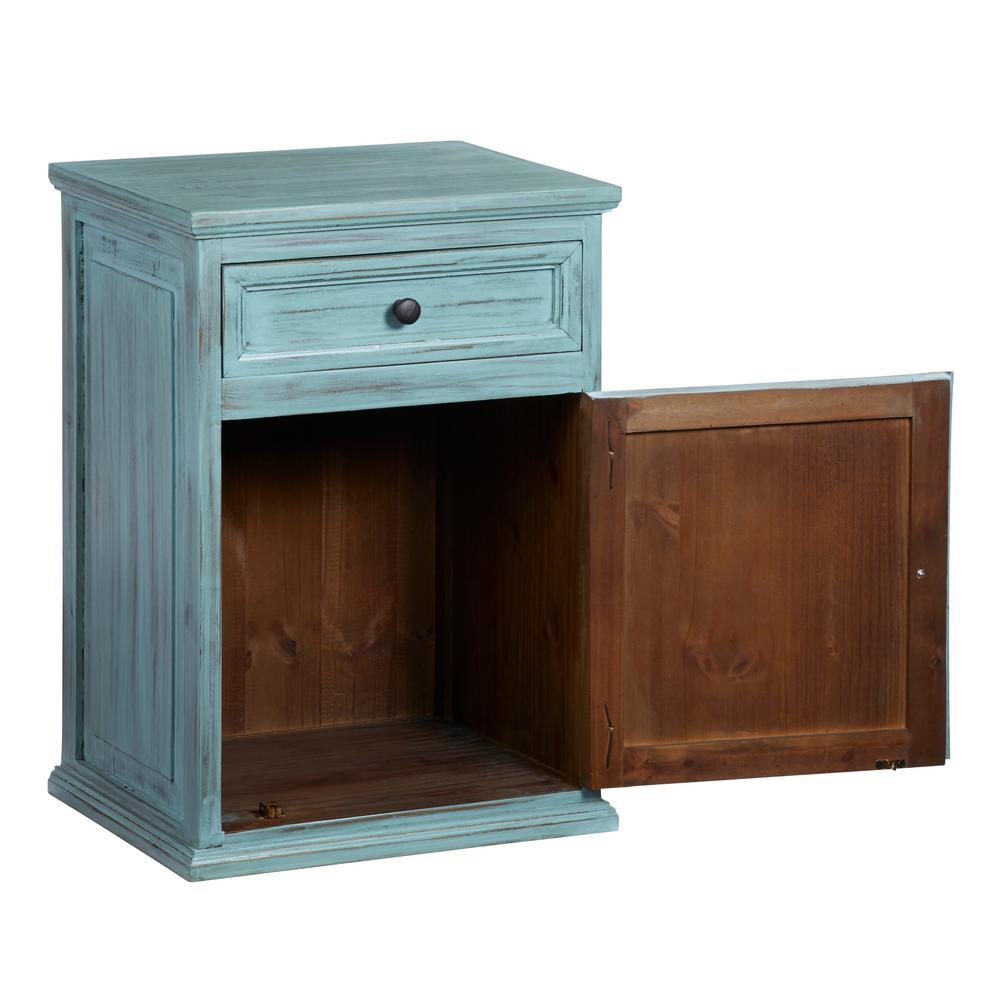 Progressive Furniture Liza 1 Drawer Antique Turquoise Nightstand A718 69 The Home Depot