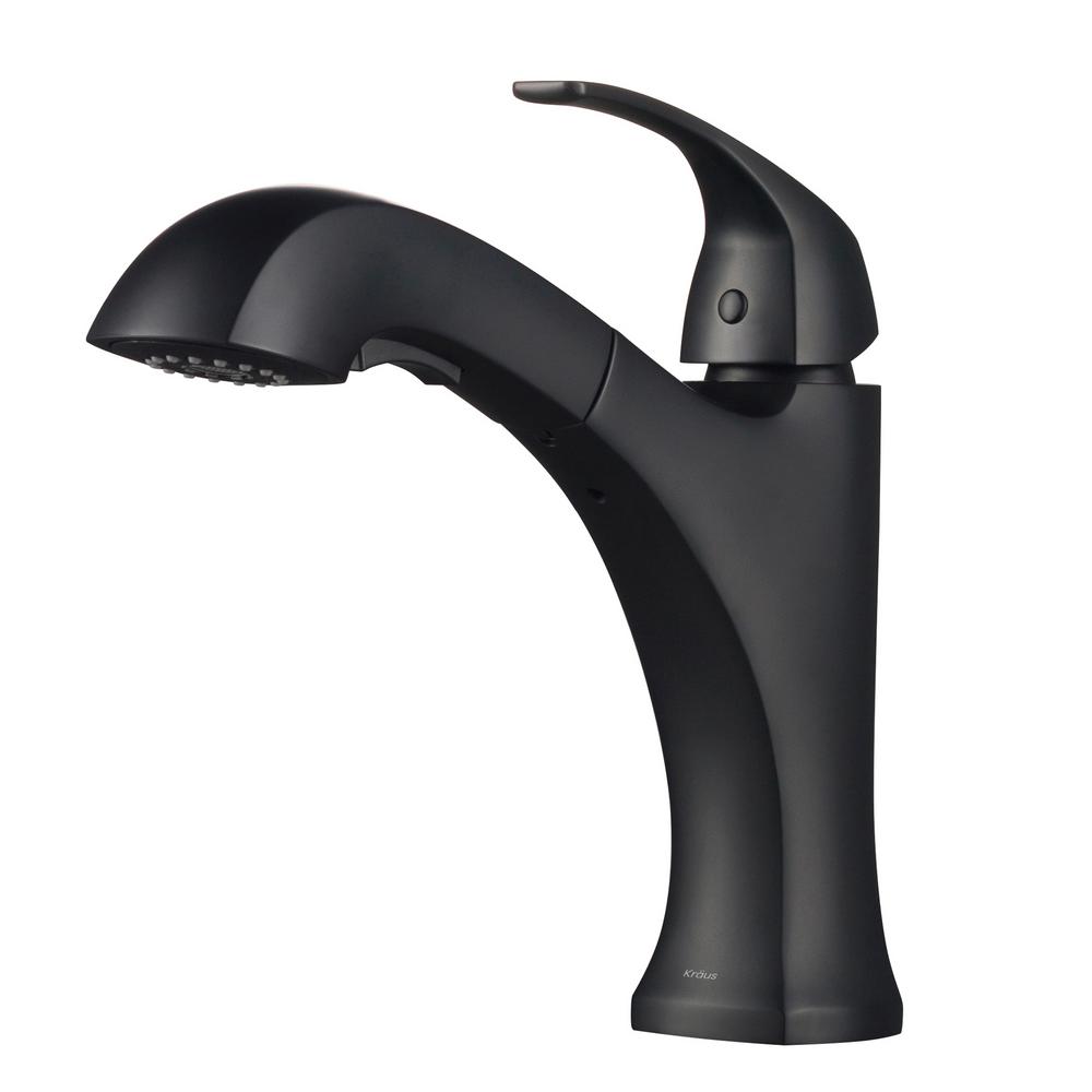 Delta Signature Single Handle Pull Out Sprayer Kitchen Faucet In Matte   Black Kraus Pull Out Kitchen Faucets Kpf 2252mb 64 600 