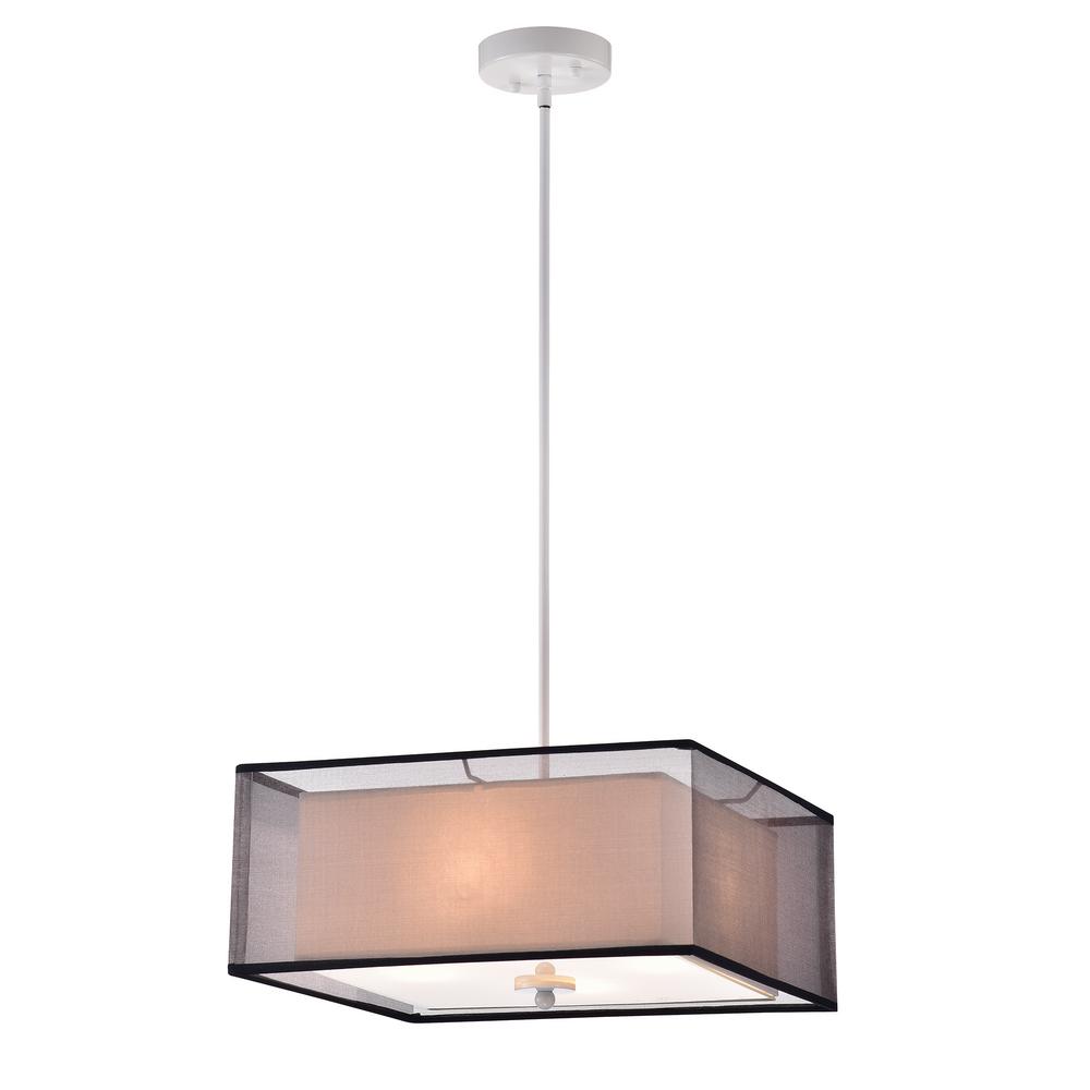 Warehouse Of Tiffany Prest 16 In Indoor White Finish Chandelier With Black Sheer Fabric Shade