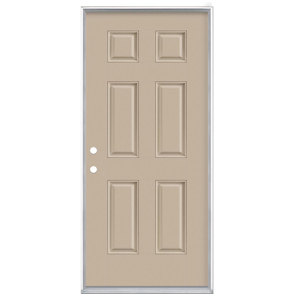 Masonite 36 In X 80 In 6 Panel Canyon View Right Hand Inswing Painted Smooth Fiberglass Prehung Front Exterior Door