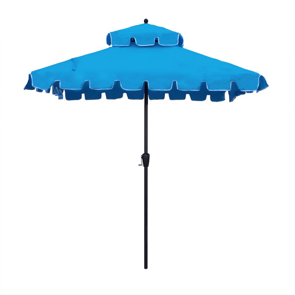 Maypex 7 Ft Steel Market Square Scallop With Crank Patio Umbrella In Aqua 300261 A The Home Depot