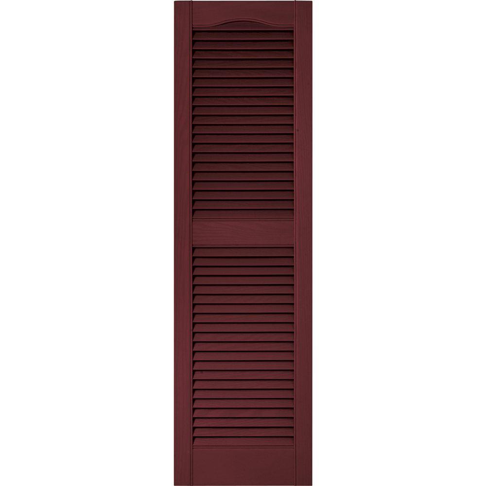 Louvered: Builders Edge Shutters & Hardware 15 in. x 52 in. Louvered Shutters Pair in #078 Wineberry 010140052078