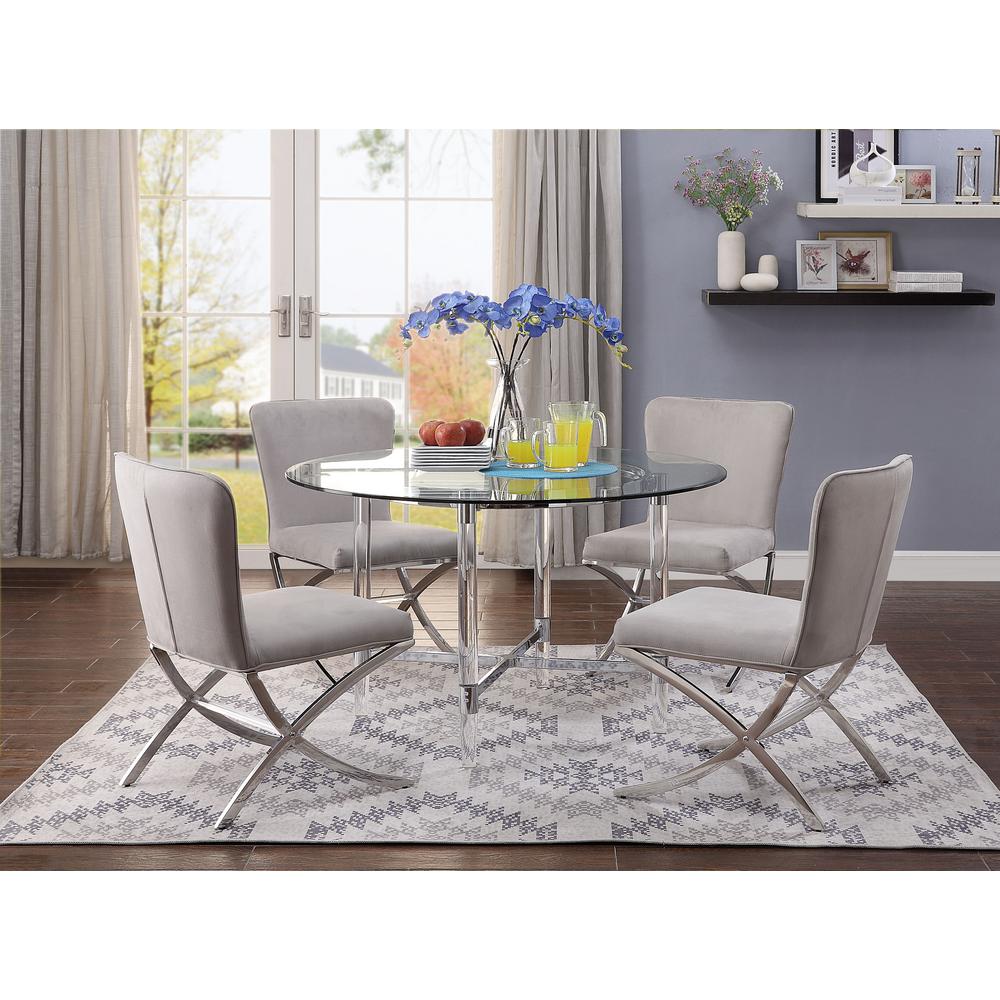 Acme Furniture Daire Chrome And Clear Glass Dining Table 71180 The