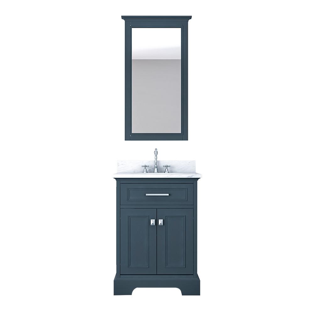 Design Element Laxton 25 In W X 22 D Bath Vanity Gray With Marble Top White Basin And Mirror