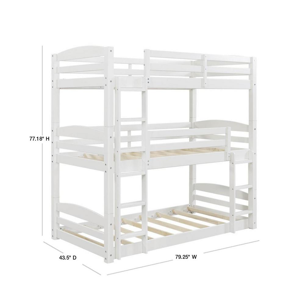 Dorel Living Noma White Triple Twin Size Bunk Bed Fh7891tbbw The Home Depot