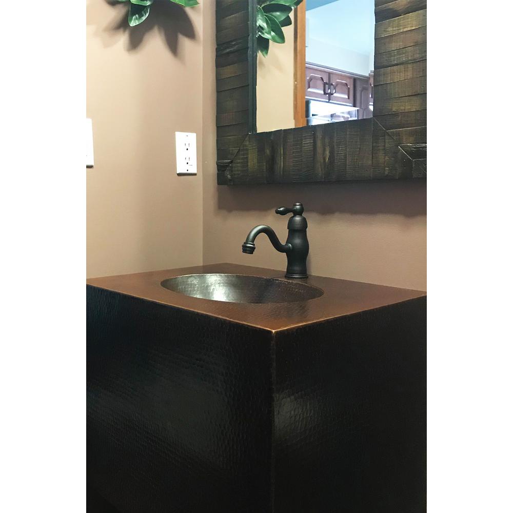 24/" Bathroom Vanity Set W//Rectangle Drop in Ceramic Sink ORB Faucet Mirror Black