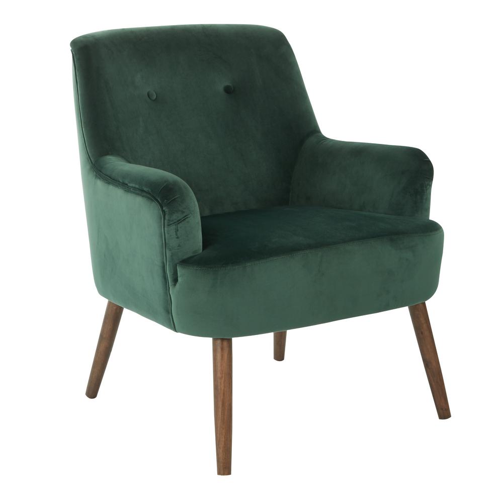 Osp Home Furnishings Chatou Emerald Green Fabric Chair With Cordovan Legs Cha51 V36 The Home Depot