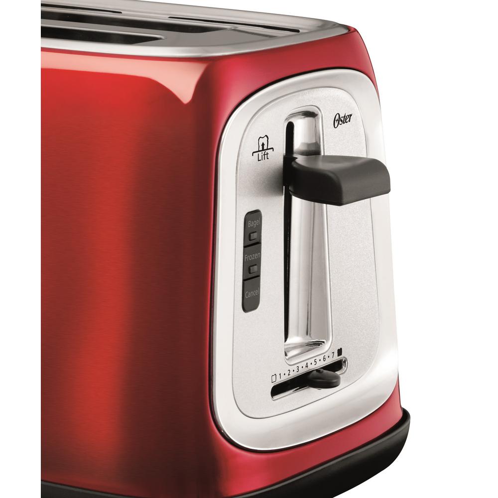 Oster 2 Slice Red Wide Slot Toaster With Automatic Shut Off And Crumb