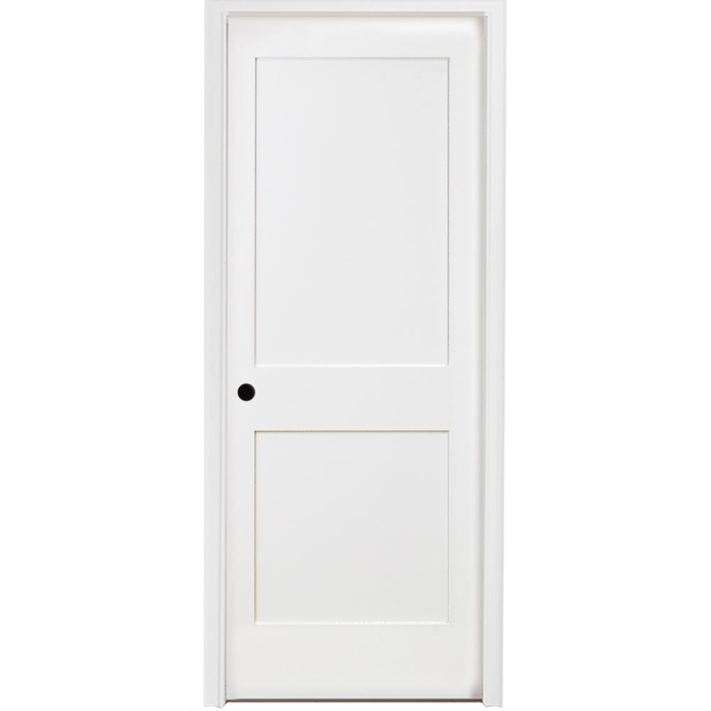 32 In X 80 In 2 Panel Square Shaker White Primed Rh Solid Core Wood Single Prehung Interior Door With Nickel Hinges