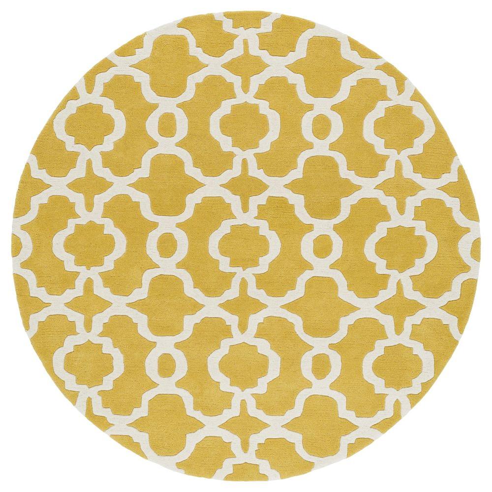 Kaleen Revolution Yellow 7 ft. 9 in. x 7 ft. 9 in. Round Area RugREV03
