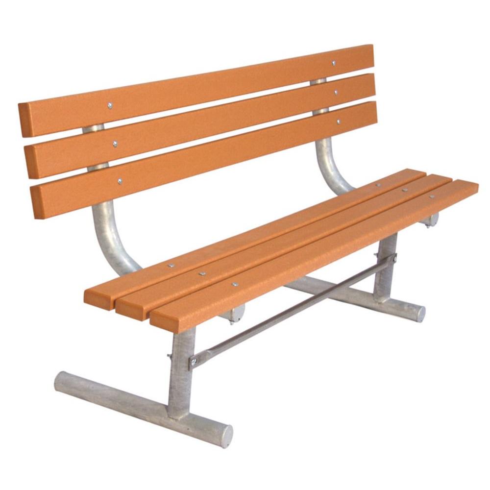 Ultra Play 6 Ft Cedar Commercial Park Recycled Plastic Bench With Back Surface Mount G940p Cdr6 The Home Depot