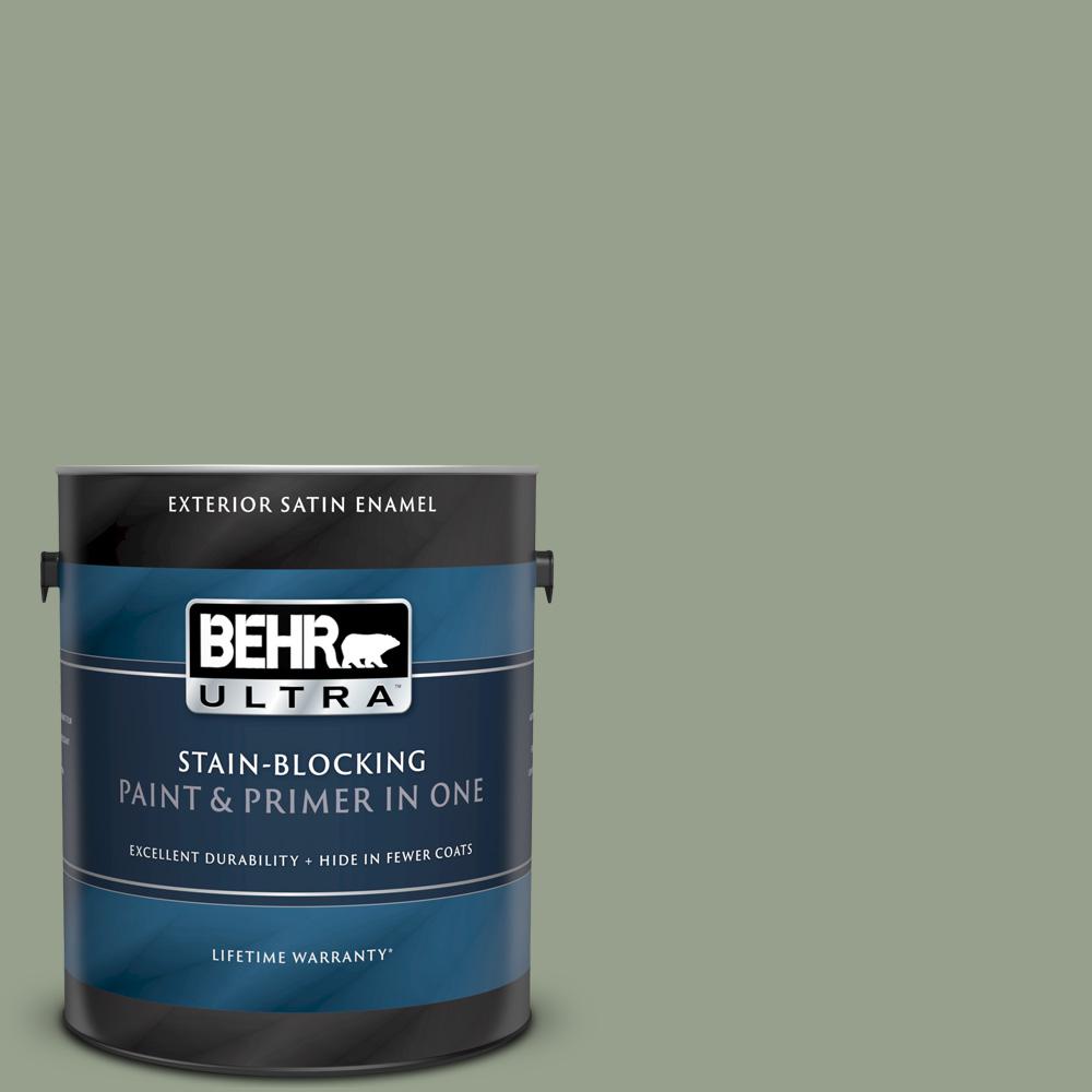 BEHR ULTRA 1 gal. N3904 Bitter Sage Satin Enamel Exterior Paint and