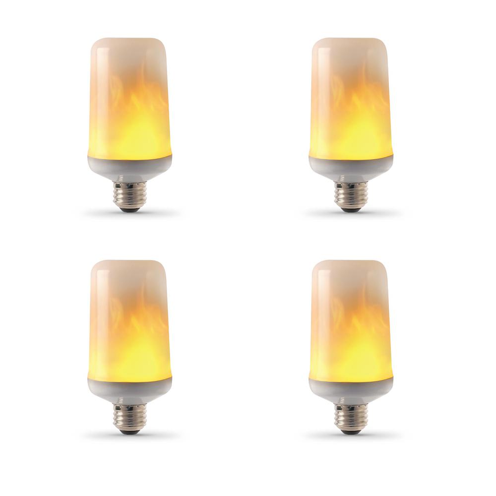 Feit Electric 3 Watt Equivalent T60 Flame Flicker Effect Led Light Bulb Soft White 4 Pack
