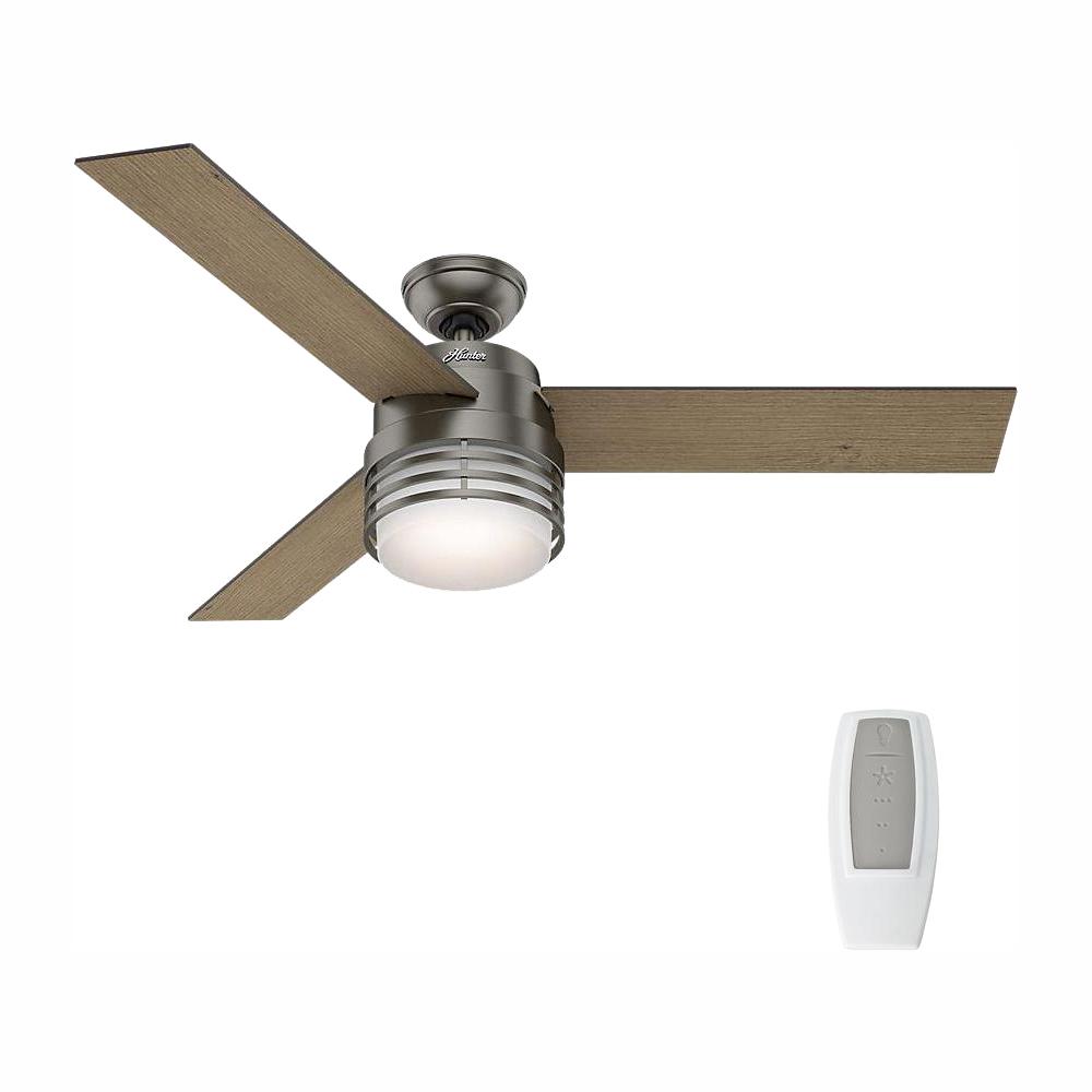 Hunter Mayford 54 In Led Indoor Brushed Slate Ceiling Fan With Light Kit And Remote