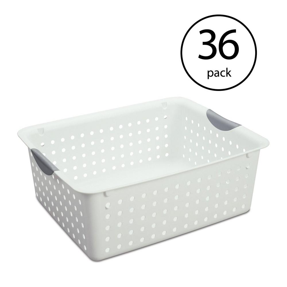 Sterilite Large Ultra Plastic Storage Bin Organizer Basket White