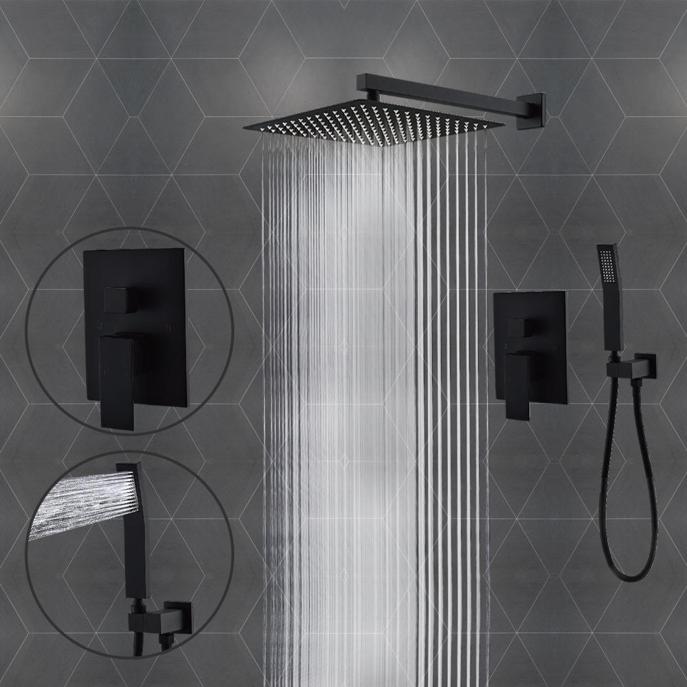 AYIVG Bathroom Brass Square Brushed nickel Shower Body Jet Spayer 4 Pcs
