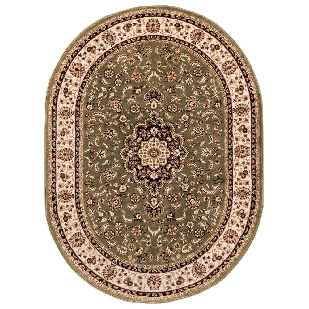 Well Woven Barclay Medallion Kashan Green 5 ft. x 7 ft. Oval Area Rug