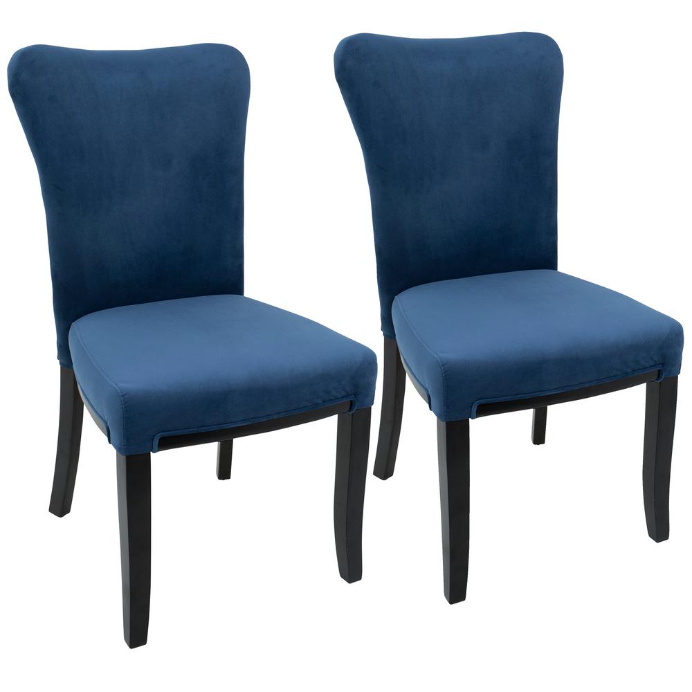 Lumisource Olivia Espresso and Navy Blue Dining Chair (Set of 2)-DC ...