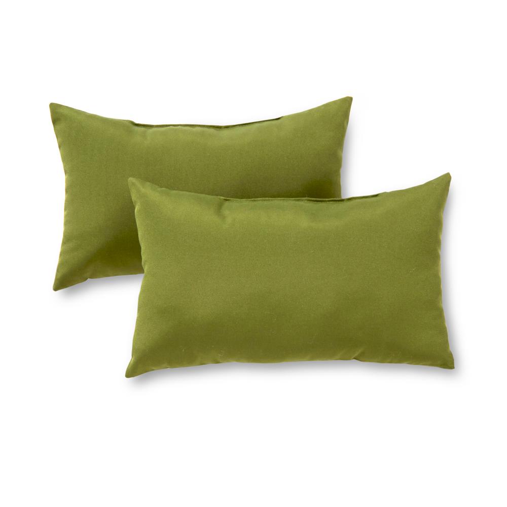 green outdoor lumbar pillow