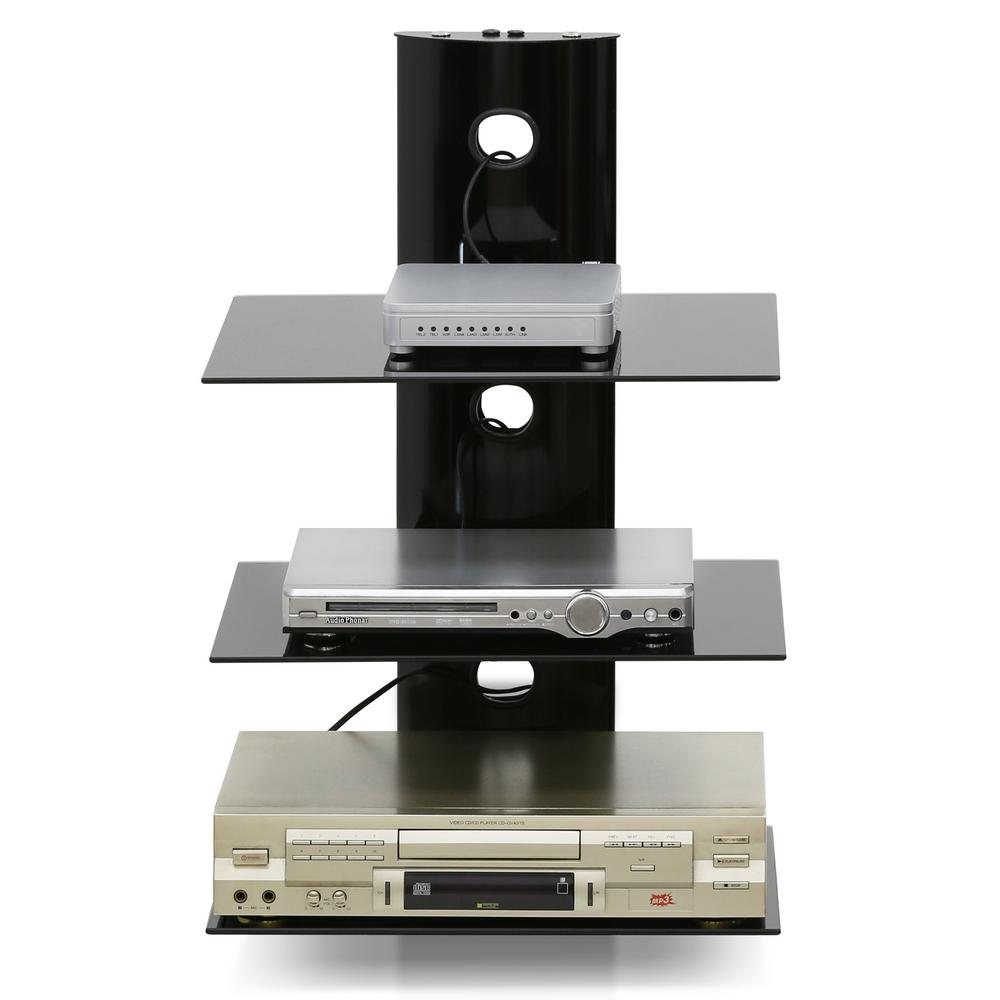 Furinno Modern 3-Tier Black Floating Wall Shelf for Media Accessories by Furinno