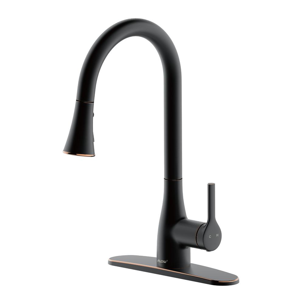 Oil Rubbed Bronze Flow Pull Down Kitchen Faucets Flowclassic Orb 64 1000 