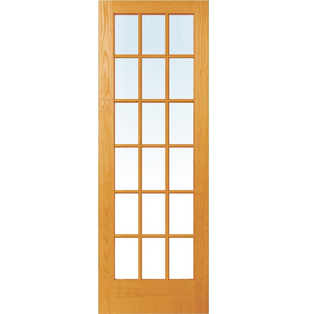 36 In X 96 In Unfinished Pine Wood 18 Lite True Divided Clear Glass Interior Door Slab