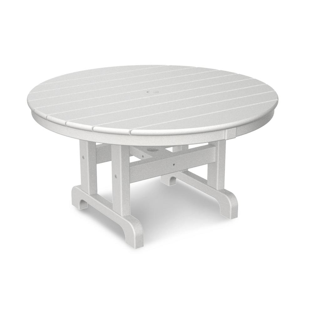 Polywood White 36 In Round Outdoor Patio Coffee Table Rct236wh