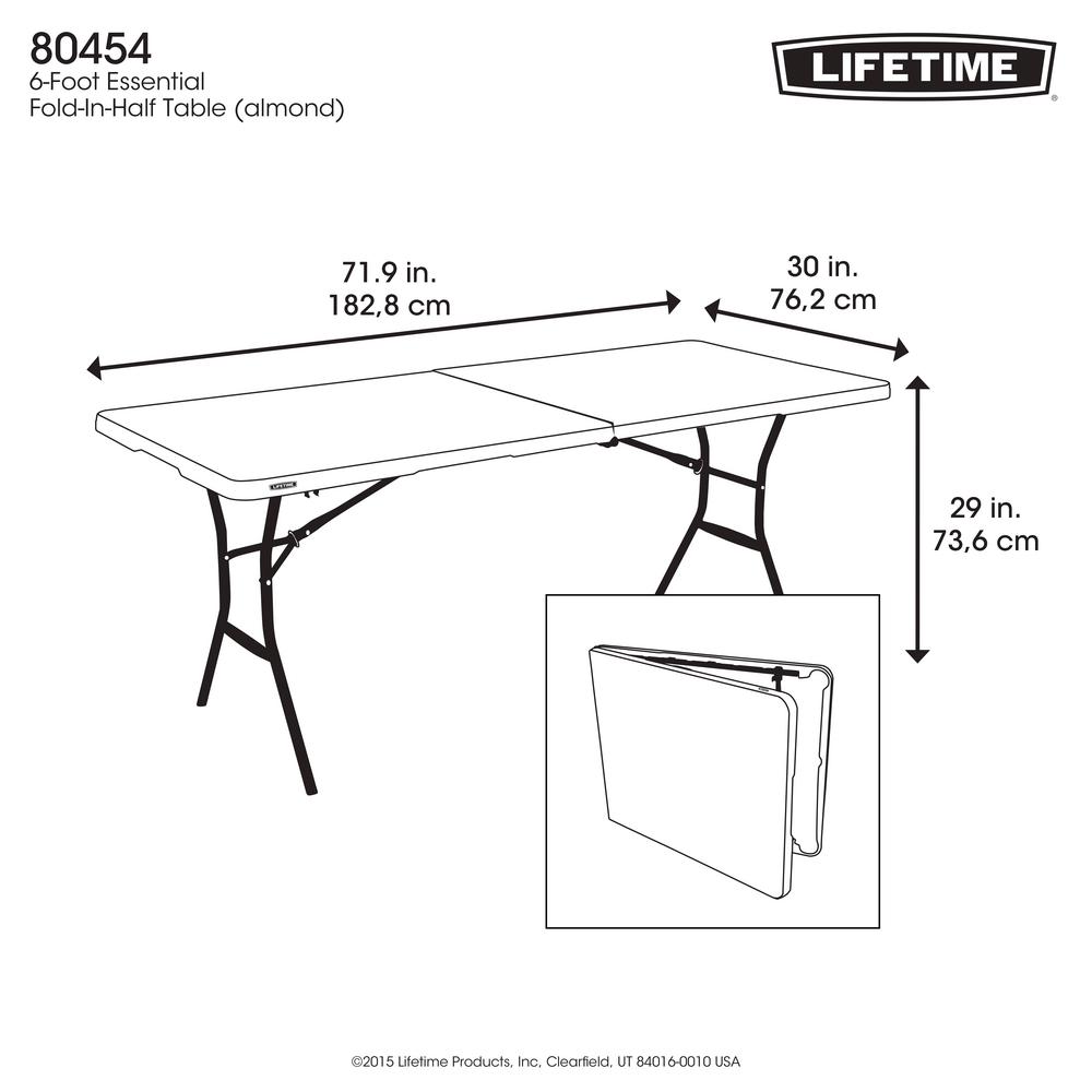 Lifetime Lifetime 6 Ft Fold In Half Table Almond 80454 The