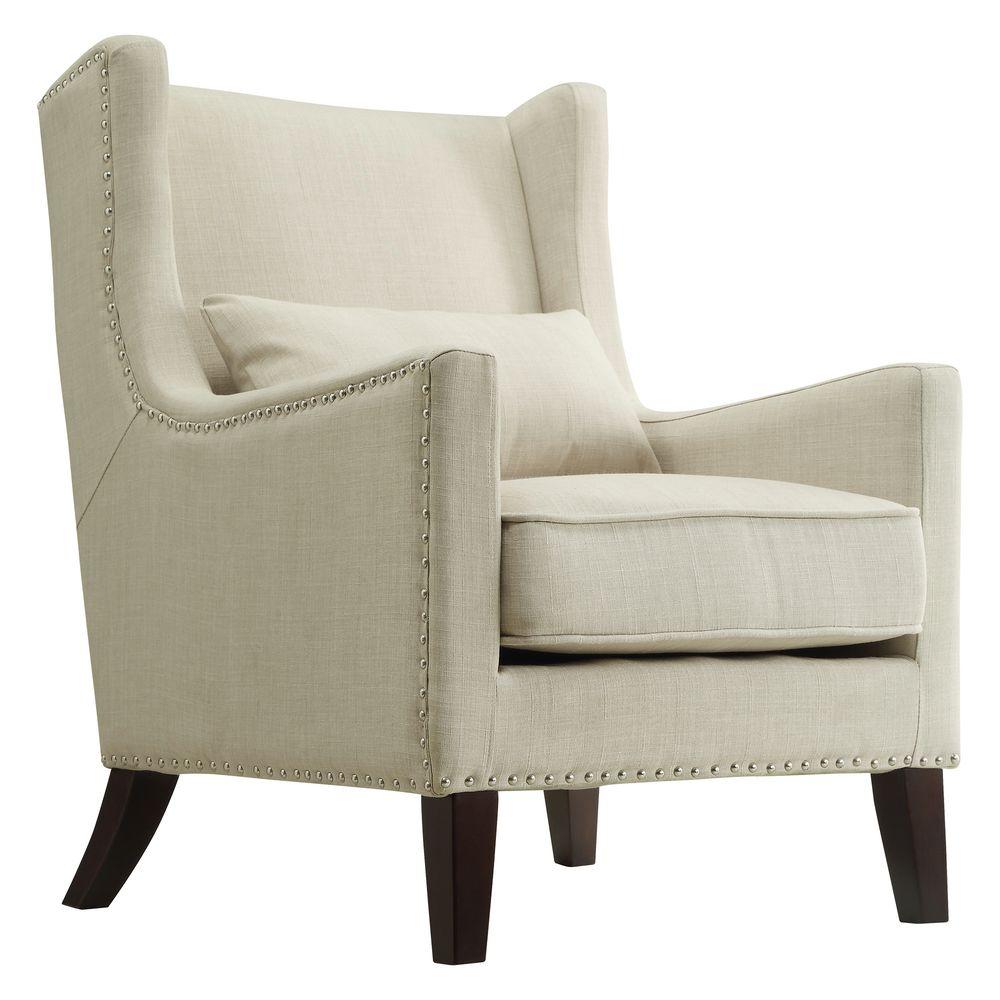Homesullivan Ashley Oatmeal Linen Wing Back Arm Chair