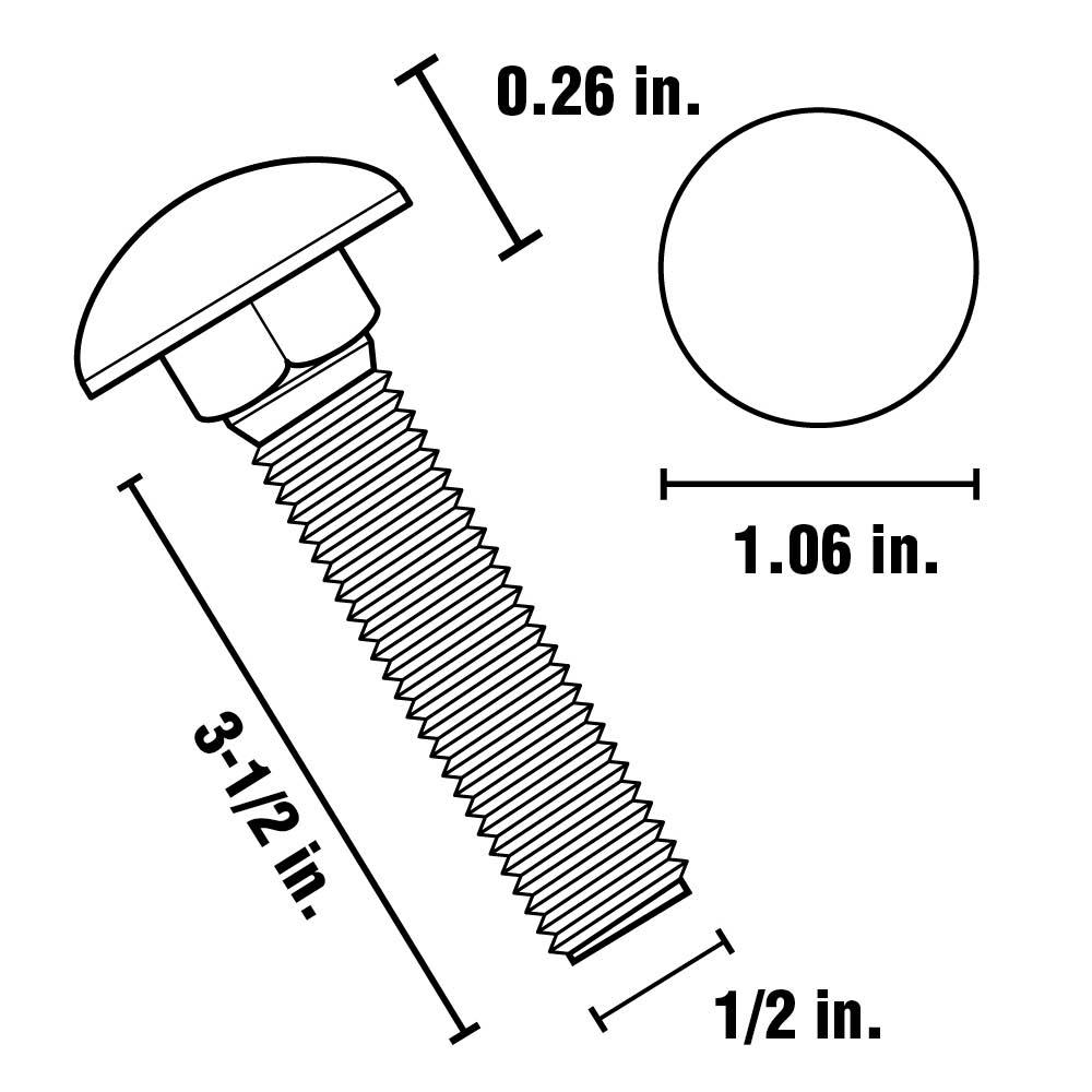 1//2-13 x 3 Carriage Bolts and Nuts Hot Dip Galvanized Quantity 500