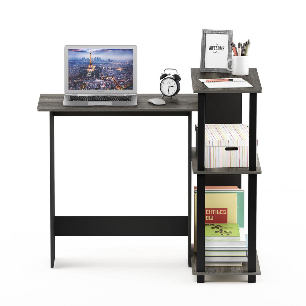 Furinno Abbott French Oak Gray Corner Computer Desk With Bookshelf