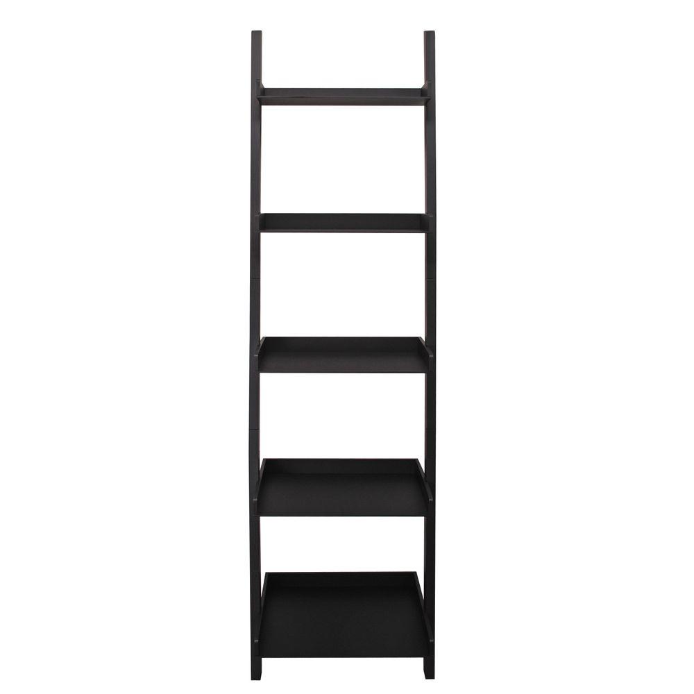 Az Home And Gifts Net Hadfield 5 Tier Wood Leaning Wall Shelf In Az Home And Gifts Net Hadfield 5 Tier Wood Leaning Wall Shelf In Black