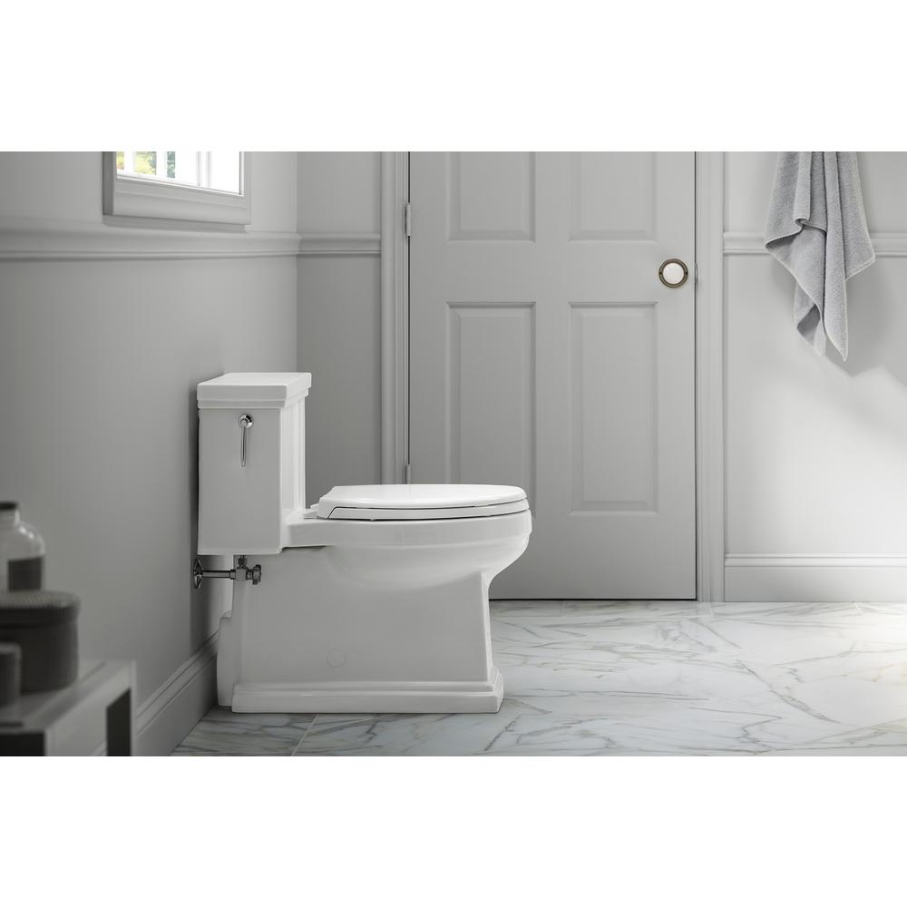 Kohler Tresham 1 Piece 1 28 Gpf Single Flush Elongated Toilet With Aquapiston Flush Technology In White Seat Included K 3981 0 The Home Depot