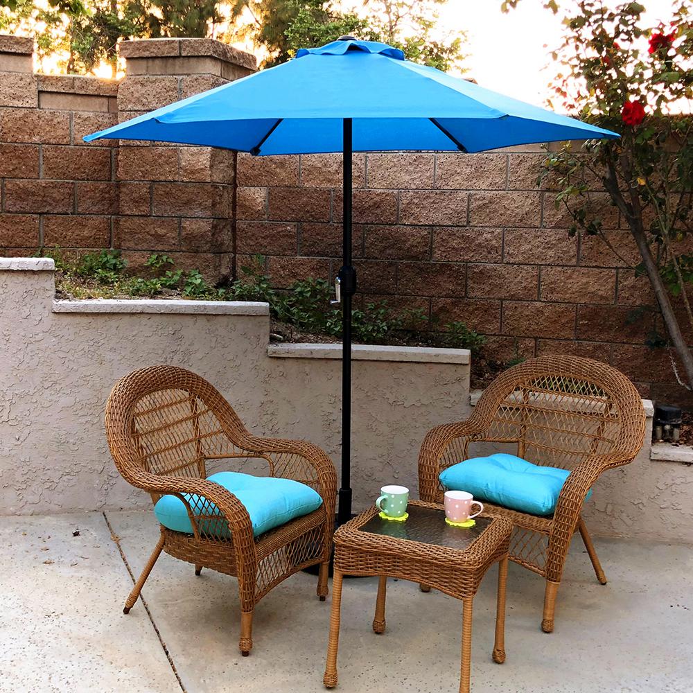 Maypex 7 5 Ft Steel Crank Market Patio Umbrella In Aqua 300001 A The Home Depot