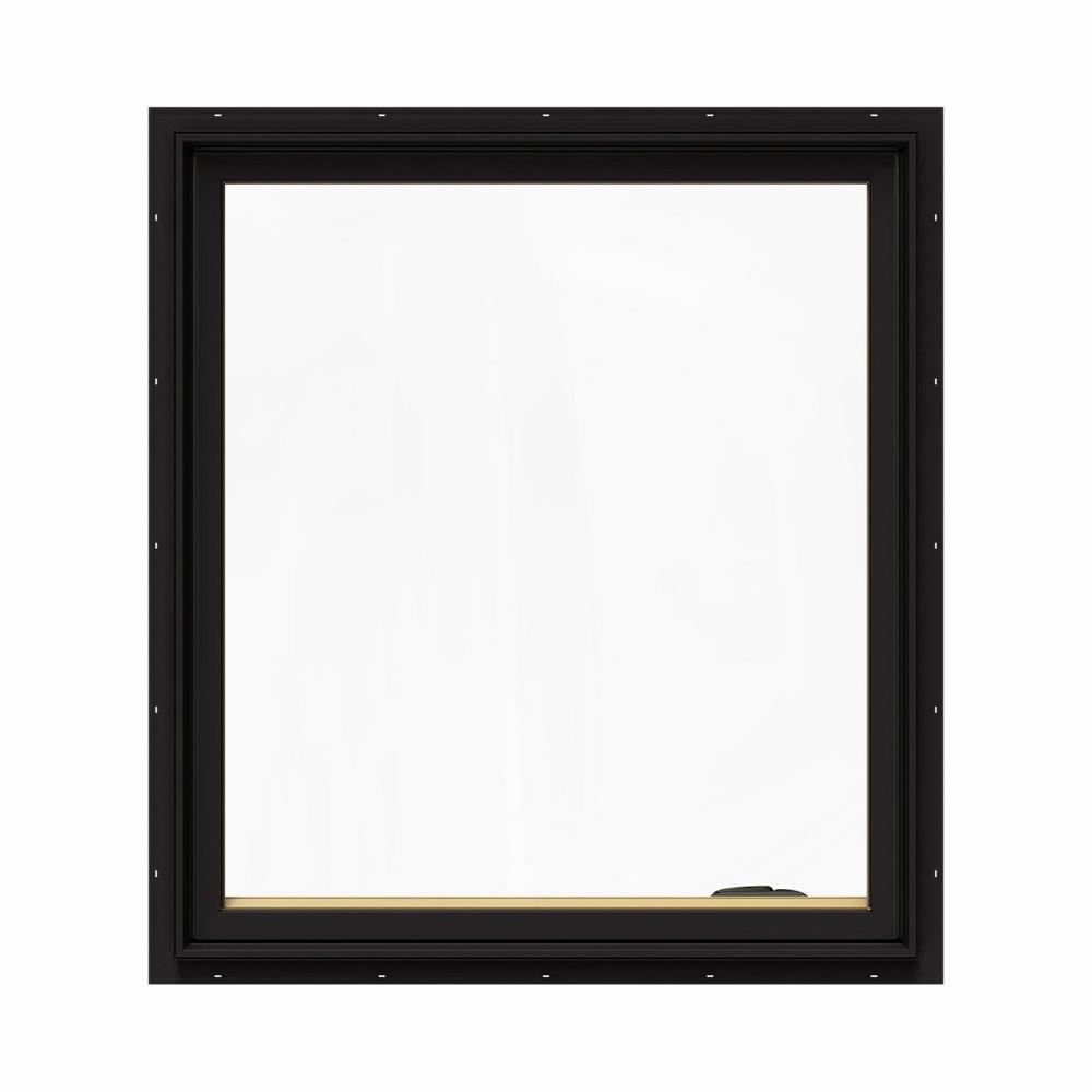 JELD-WEN 36 in. x 40 in. W-2500 Series Black Painted Clad Wood Right ...